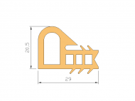 Silicone Profile P268L - type format solid b/p shape - irregular shape