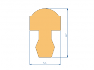Silicone Profile P2851CE - type format T - irregular shape