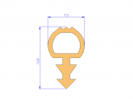 Silicone Profile P2851DU - type format solid b/p shape - irregular shape