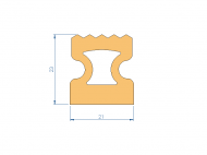 Silicone Profile P2851GA - type format Trapezium - irregular shape