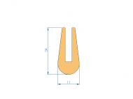 Silicone Profile P2851HZ - type format U - irregular shape