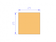 Silicone Profile P402525 - type format Square - regular shape