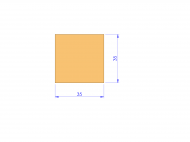 Silicone Profile P403535 - type format Square - regular shape