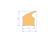 Silicone Profile P40484A - type format Lipped - irregular shape
