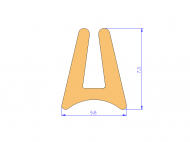 Silicone Profile P40965CR - type format U - irregular shape