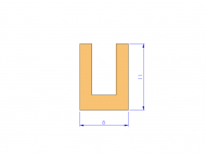 Silicone Profile P40965CV - type format U - irregular shape