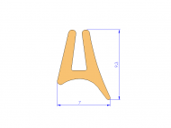 Silicone Profile P40965CW - type format U - irregular shape