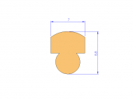 Silicone Profile P40965I - type format T - irregular shape