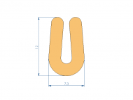 Silicone Profile P572A - type format U - irregular shape
