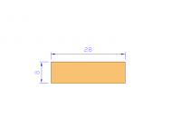 Silicone Profile P602808 - type format Rectangle - regular shape