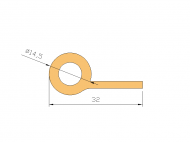 Silicone Profile P68 - type format solid b/p shape - irregular shape