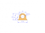 Silicone Profile P682C - type format D with hole - irregular shape