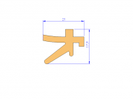 Silicone Profile P90169E - type format T - irregular shape