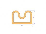 Silicone Profile P92013C - type format D - irregular shape