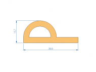 Silicone Profile P92022L - type format solid b/p shape - irregular shape