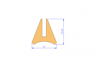 Silicone Profile P92373A - type format U - irregular shape