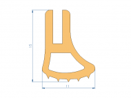 Silicone Profile P92952D - type format U - irregular shape