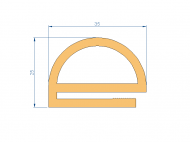 Silicone Profile P93183G - type format e - irregular shape