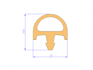 Silicone Profile P93230A - type format T - irregular shape