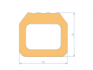 Silicone Profile P932O - type format Trapezium - irregular shape