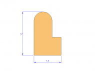 Silicone Profile P93537B - type format L - irregular shape