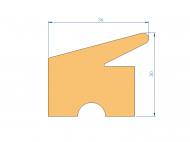 Silicone Profile P93539M - type format Lipped - irregular shape