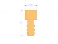 Silicone Profile P93690B - type format T - irregular shape