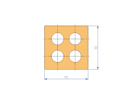Silicone Profile P93892AK - type format Square - regular shape