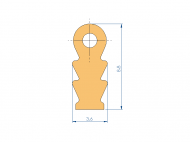 Silicone Profile P93991BL - type format solid b/p shape - irregular shape