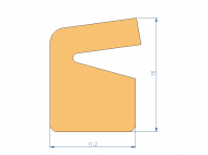 Silicone Profile P94315CH - type format Lipped - irregular shape