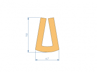 Silicone Profile P94850DL - type format U - irregular shape