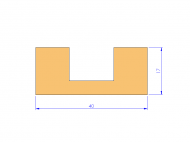 Silicone Profile P94906A - type format U - irregular shape