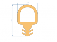 Silicone Profile P96182U - type format Double Hole - irregular shape