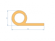 Silicone Profile P96481 - type format solid b/p shape - irregular shape