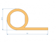 Silicone Profile P96481A - type format solid b/p shape - irregular shape