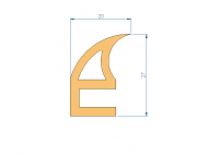 Silicone Profile P96736A - type format Double Hole - irregular shape