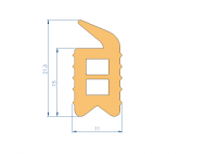 Silicone Profile P96913AO - type format Lipped - irregular shape