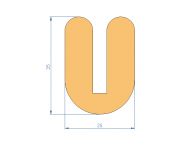 Silicone Profile P98118I - type format U - irregular shape