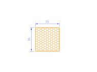 Silicone Profile PSE0,391616 - type format Sponge Square - regular shape