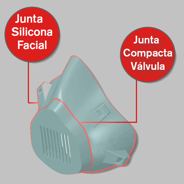 Junta silicona facial y junta compacta válvula