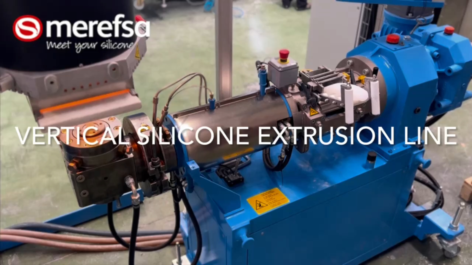 Vertical silicone extrusion line