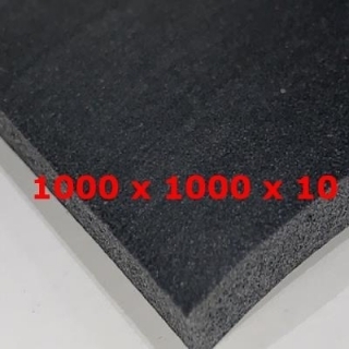 M². FEUILLE SILICONE CÉLULLAIRE NOIR DENS 0,25 gr/cm³ 1000 mm X 10 mm (± 0,8)