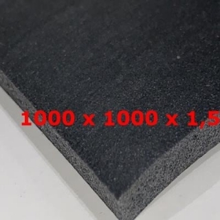 M². PLANCHA SILICONA ESPONJA NEGRA DENS. 0,25 gr/cm³ 1000 mm X 1,5 mm + ADHESIVA 1 CARA