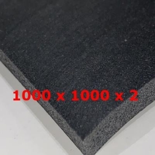 M. BLACK  SILICONE SPONGE SHEET DENS. 0.25 gr/cm³ 1000 mm WIDE X 2 mm Thickness + ADHESIVE 1 FACE