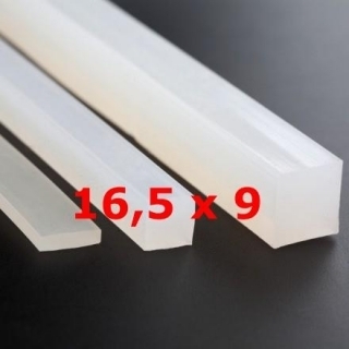 M.  TRANSLUCENT SILICONE PROFILE FOOD GRADE 65 SH° (±5)   16,5 mm X   9 mm 