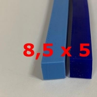 M.  PROFIL SILICONE BLEU ALIMENTAIRE 65 SH° (±5)   8,5 mm X   5 mm 