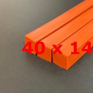 M.  PROFIL SILICONE ROUGE BRIQUE ALIMENTAIRE 40 SH° (±5)   40 mm X   14 mm 