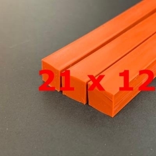 M.  PROFIL SILICONE ROUGE BRIQUE ALIMENTAIRE 60 SH° (±5)   21 mm X   12 mm 