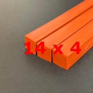 M.  RED BRICK SILICONE PROFILE FOOD GRADE 60 SH° (±5)   14 mm X   4 mm 