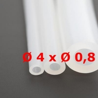 M. SILICONE TUBE TRANSLUCENT FOOD GRADE 60 SHº (±5)  Øe 4 mm X Øi 0,8  mm